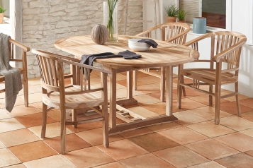 SAM® Gartentisch ausziehbar Teak Holz 120 - 170 cm oval BORNEO