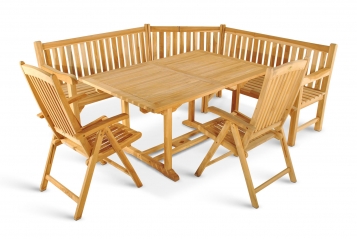Gartenmöbel Set 4tlg mit Eckbank Teak Gartentisch ausziehbar 150-200 cm CARACAS/SOLO
