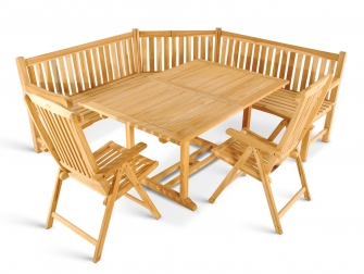 Gartenmöbel Set 4tlg mit Eckbank Teak Gartentisch ausziehbar 150-200 cm CARACAS/ARUBA