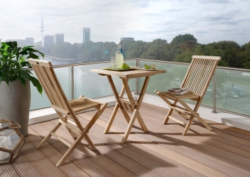 Balkonmöbel Set 3tlg Teak Klapptisch 80 x 80 cm SAMO/MENORCA