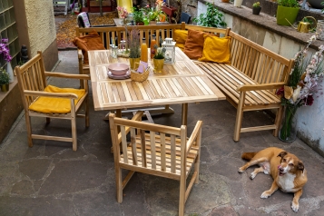 SAM® Gartenmöbel Set 4tlg mit Eckbank Teak Gartentisch ausziehbar 120-170 cm MADERA/CARACAS