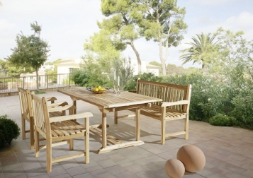 SAM® Gartenmöbel Set 4tlg mit Bank Teak Gartentisch ausziehbar 180-240 cm KUBA/CARACAS