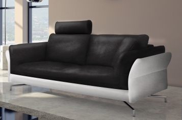 SALE Design Sofa 2 Sitzer schwarz weiß VIVANO