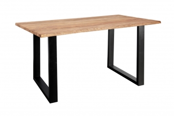 Baumkante Esstisch Sheesham-Holz naturbelassen 120x80 schwarz MAREK