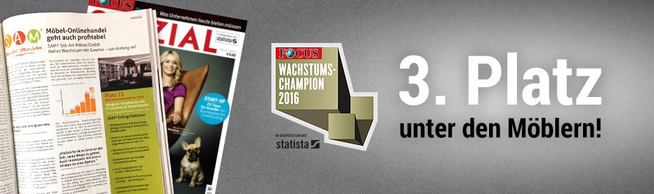 Wachstums-Champion 2016 - 3. Platz unter den Möbeln