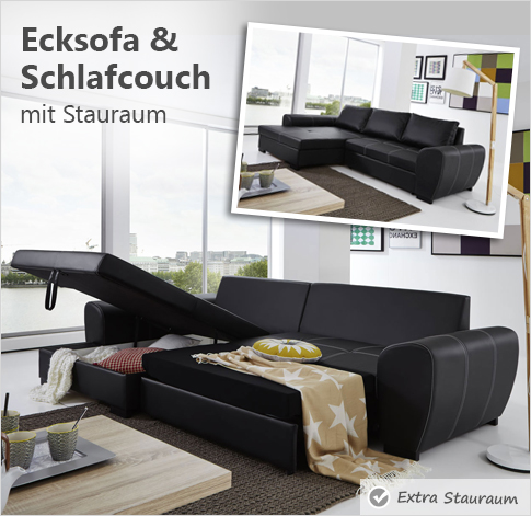 SAM® Ecksofa schwarz Schlafsofa Marc 165 x 332 cm