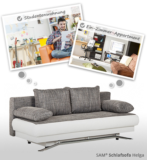 SAM® Schlafsofa grau weiß Sofa HELGA 203 cm