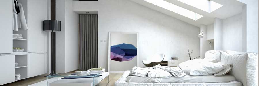 Helle Farben und niedrige Möbel lassen die Zimmer einer Dachgeschosswohnung größer erscheinen